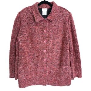 Retro Tradition Plus Speckled Pink Boucle Collared Teddy Jacket 20W